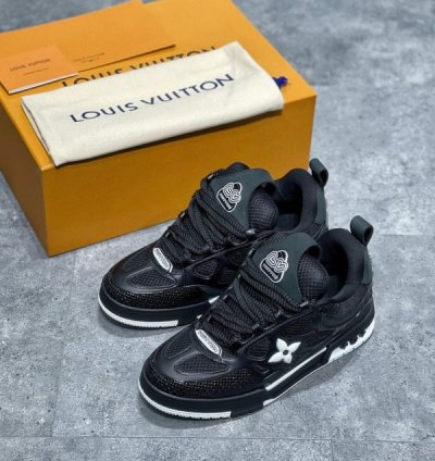 Louisvuitton Trainer Black Denim Sneakers