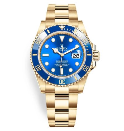 Rolex Submariner Date New 2022 Yellow Gold Sunburst Blue Dial Ceramic Bezel