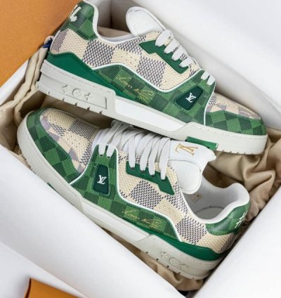 Louisvuitton Trainer Damier Green White Sneakers