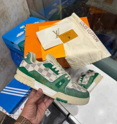 Louisvuitton Trainer Damier Green White Sneakers