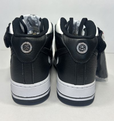 Stussy Nike Air Force 1 Mid Black White Shoes Size 9 5