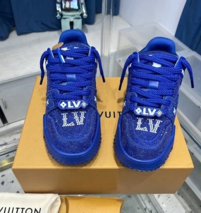 Louisvuitton Trainer Maxi Crystal Blue Diamond Sneakers