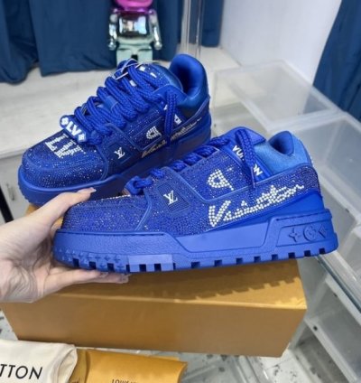 Louisvuitton Trainer Maxi Crystal Blue Diamond Sneakers