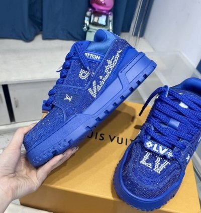 Louisvuitton Trainer Maxi Crystal Blue Diamond Sneakers