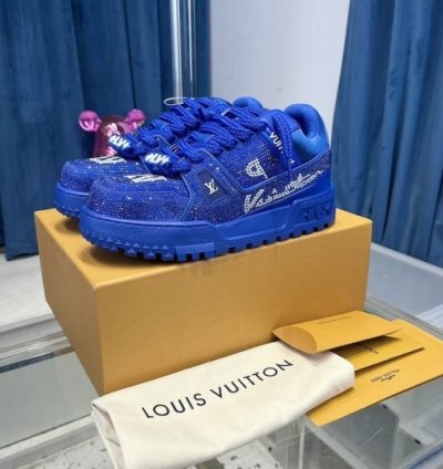 Louisvuitton Trainer Maxi Crystal Blue Diamond Sneakers