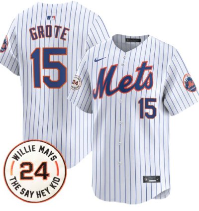 Jerry Grote Jersey 15 Mets Willie Mays Patch Vapor Premier Limited Stitched White