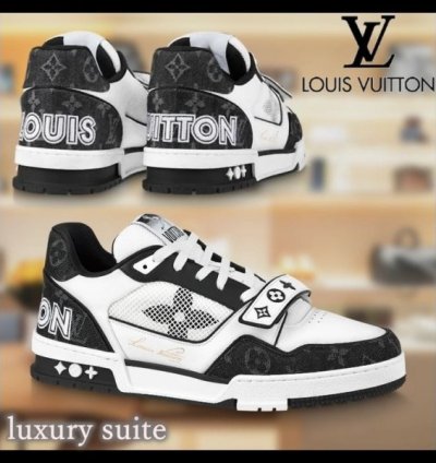 Louisvuitton Trainer Stripe Black White Sneakers
