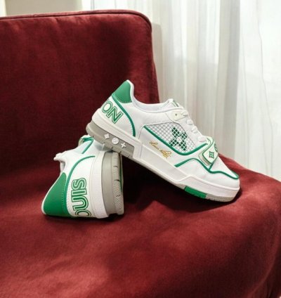 Louisvuitton Trainer Stripe White Green Sneakers