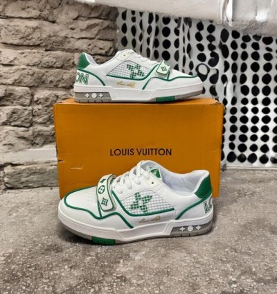 Louisvuitton Trainer Stripe White Green Sneakers