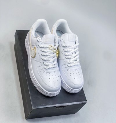Louisvuitton X Nik E Air Force 1 Gold White Sneakers