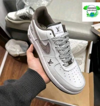 Louisvuitton X Nik E Air Force 1 White Brown Sneakers