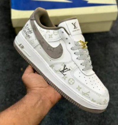 Louisvuitton X Nik E Air Force 1 White Brown Sneakers