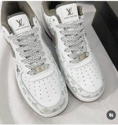 Louisvuitton X Nik E Air Force 1 White Brown Sneakers