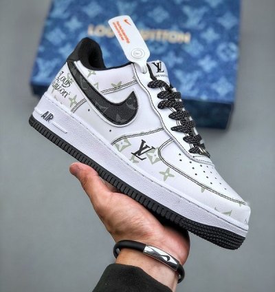 Louisvuitton X Nike Air Force 1 Denim Black Sneakers