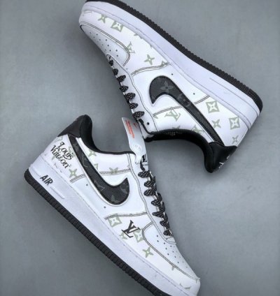 Louisvuitton X Nike Air Force 1 Denim Black Sneakers