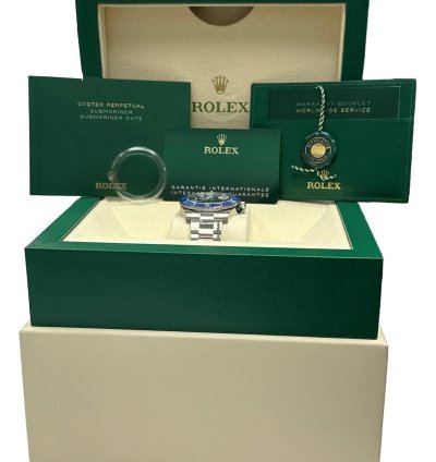 Rolex Submariner Date New Stickered Papers Rolex Submariner 41 Date Blueberry 18k Blue 126619 Lb Box