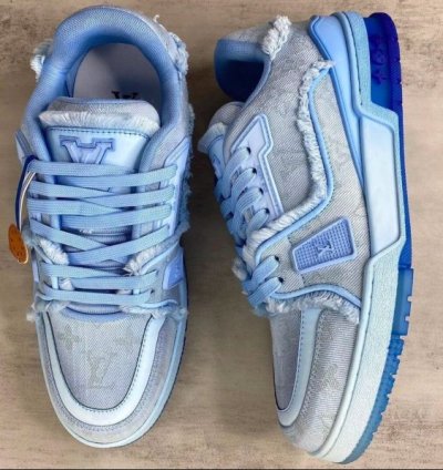 Luoisvuitton Trainer Blue Denim Sneakers