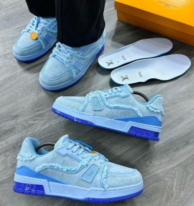 Luoisvuitton Trainer Blue Denim Sneakers