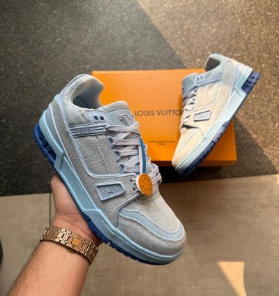 Luoisvuitton Trainer Blue Denim Sneakers