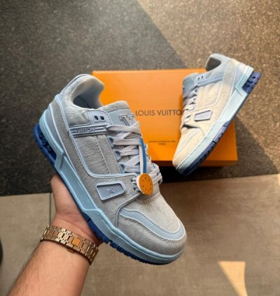 Luoisvuitton Trainer Blue Denim Sneakers