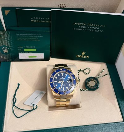 Rolex Submariner Date New Unworn Full Sticker 126618lb Yellow Gold