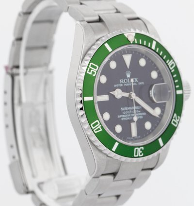 Rolex Submariner Date Nos Flat 4 Rolex Submariner Date Kermit Papers Stickered Green 40mm 16610 Box