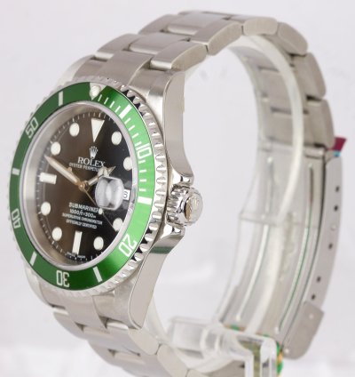 Rolex Submariner Date Nos Stickered 2003 Rolex Submariner Kermit Green Flat 4 -serial Watch 16610 Lv
