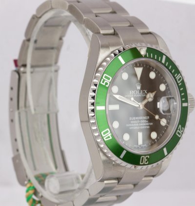 Rolex Submariner Date Nos Stickered 2003 Rolex Submariner Kermit Green Flat 4 -serial Watch 16610 Lv
