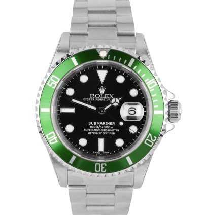 Rolex Submariner Date Nos Stickered 2003 Rolex Submariner Kermit Green Flat 4 -serial Watch 16610 Lv