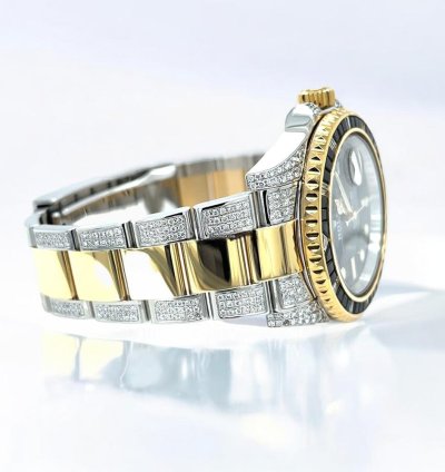 Rolex Submariner Date Oyster Custom Diamond Black Onyx Bezel - Iced Out