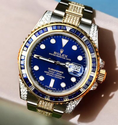 Rolex Submariner Date Oyster Royal Blue Dial Custom Diamond-set - Iced Out