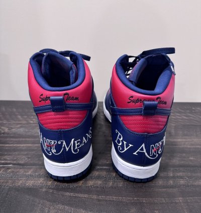Supreme Dunk High Sb By Any Means Red Navy