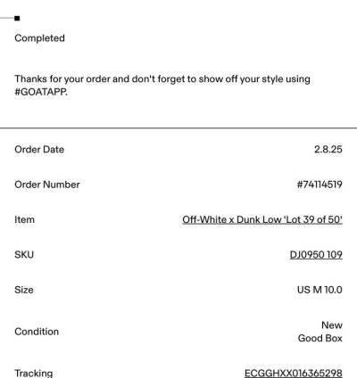 Nike Dunk Off White Lot 39