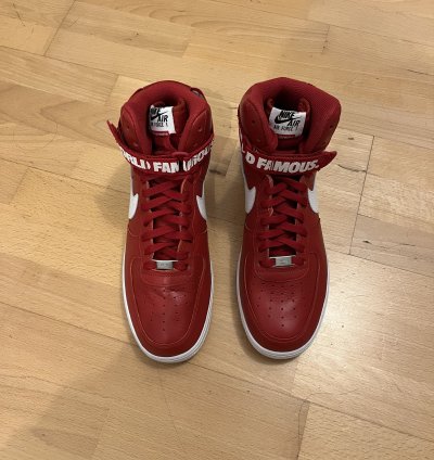 Supreme Nike Air Force 1 High World Famous Red 2014