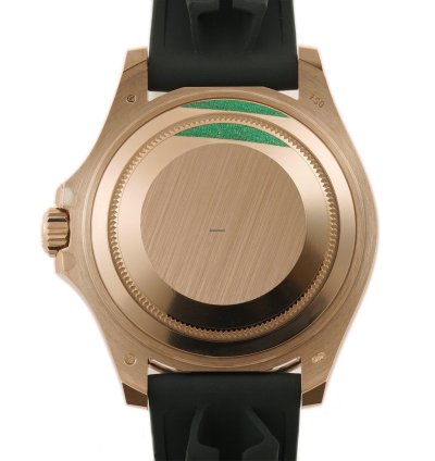 Rolex Yacht-master 37 18k Eversose Gold Ceramic Bezel Black Dial Oysterflex