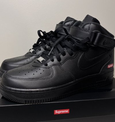 Supreme Nike Air Force 1 Mid Box Logo - Triple Black