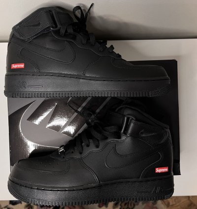 Supreme Nike Air Force 1 Mid Box Logo - Triple Black