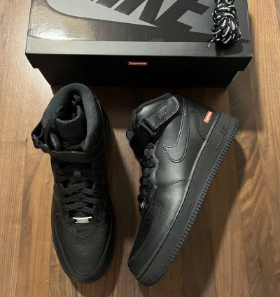 Supreme Nike Air Force 1 Mid Box Logo Triple Black 11