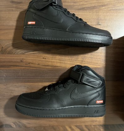 Supreme Nike Air Force 1 Mid Box Logo Triple Black 11