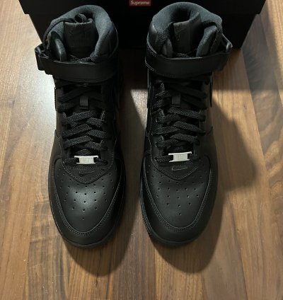 Supreme Nike Air Force 1 Mid Box Logo Triple Black 11