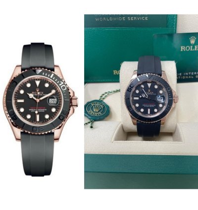 Rolex Yacht-master 37 37mm Rose Gold - Black Dial - Oysterflex Strap 268655