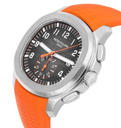 Patek Philippe Aquanaut 5968a Aquanaut Chronograph Orange Band Mens Watch Box Papers