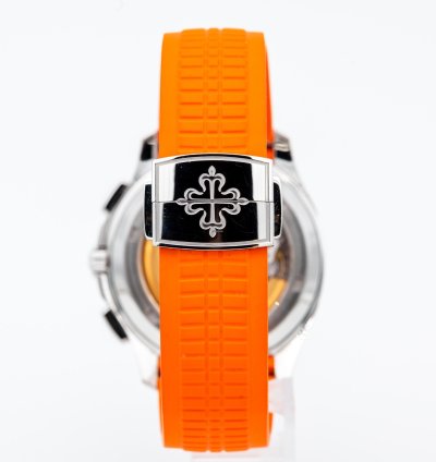 Patek Philippe Aquanaut 5968a Steel Black Dial - Full Set Orange Black Uncut Strap
