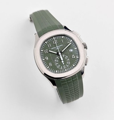 Patek Philippe Aquanaut 5968g-010 Chronograph White Gold Khaki Green Dial 2024