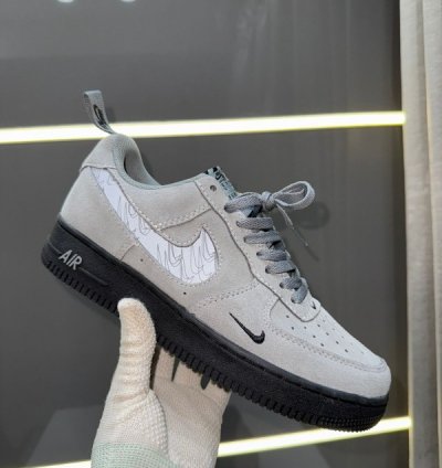 Nik E Air Force 1 07 Cool Grey Reflective Sneakers