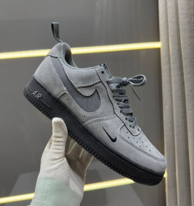 Nik E Air Force 1 07 Cool Grey Reflective Sneakers