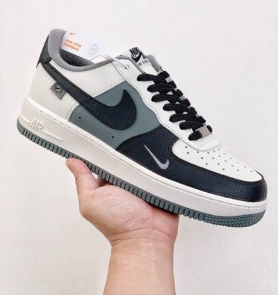 Nik E Air Force 1 Black Grey Sneakers