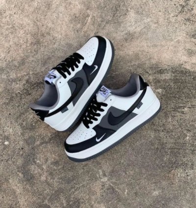 Nik E Air Force 1 Black Grey Sneakers