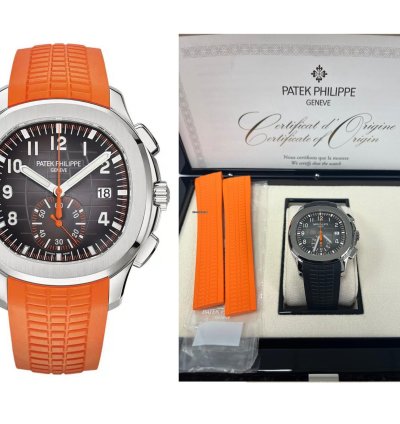 Patek Philippe Aquanaut Black Dial Automatic Men Chronograph Black Rubber Strap 5968a-001