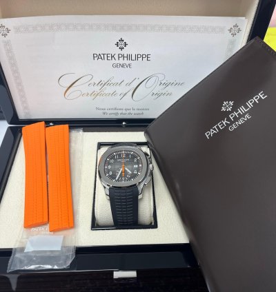 Patek Philippe Aquanaut Black Dial Automatic Men Chronograph Black Rubber Strap 5968a-001